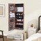 Costway Door Wall Mount Touch Screen LED Light Mirrored Jewelry Cabinet Storage White/Coffee/Black